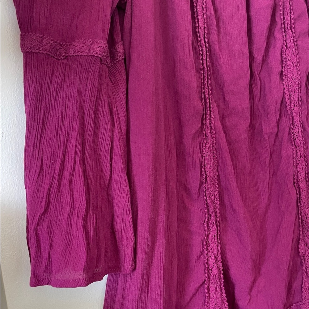Terra & Sky|Boho Cold Shoulder Tiered Crochet 3/4 Sleeve Dress|1X|EUC - Picture 9 of 11